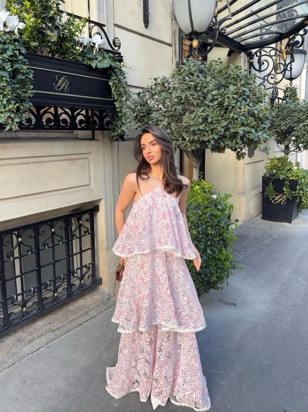 Elliatt Valencia Tiered Gown in Pink & Cream Floral size S NWT  Garden Wedding